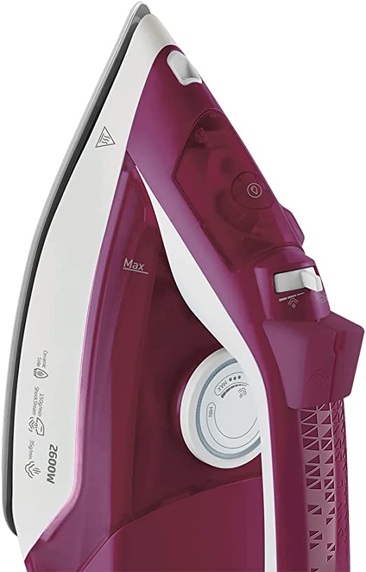 Beko Steam Iron, 2600 W, Ceramic Coated Soleplate With Steam Pools, Auto Shut-Off, Purple -  SIM3126R 
