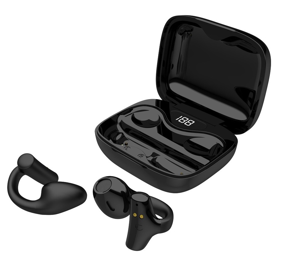 Porodo Soundtec Snap, Clip-On Wireless Earbuds- Black