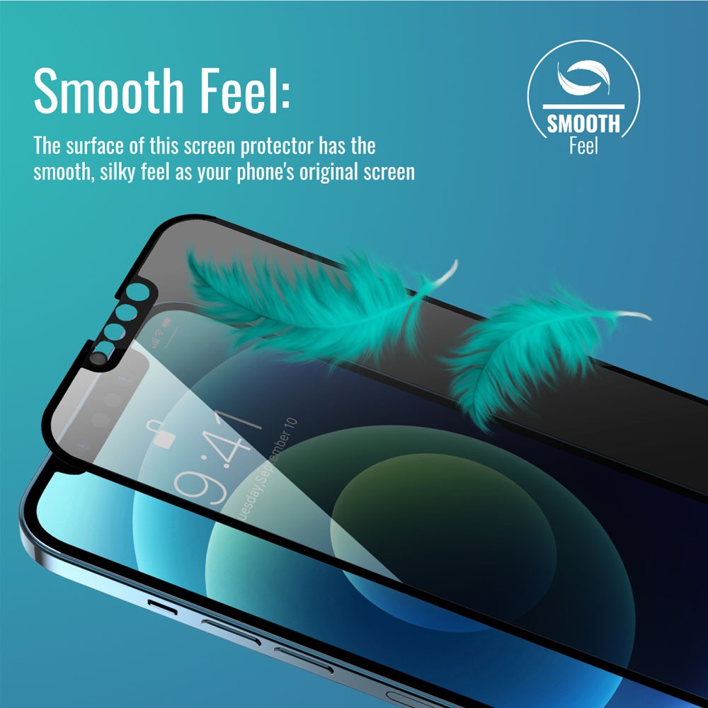Promate Spyshield-I13MAX Matte Privacy Screen Protector for iPhone 13 Pro Max, Black