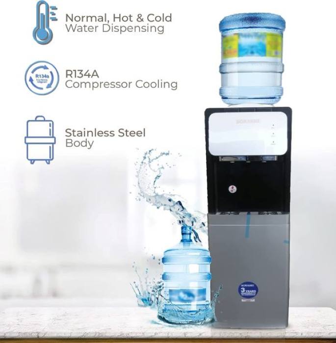 Sonashi 3 Tap Hot And Cold Free Standing Water Dispenser With Refrigerator Cabinet - SWD-53