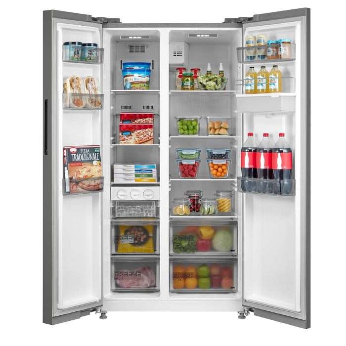 Midea 704L Gross Capacity Side by Side Refrigerator With Water Dispenser, Electronic Touch Screen, Silver MDRS704FIE02AE
