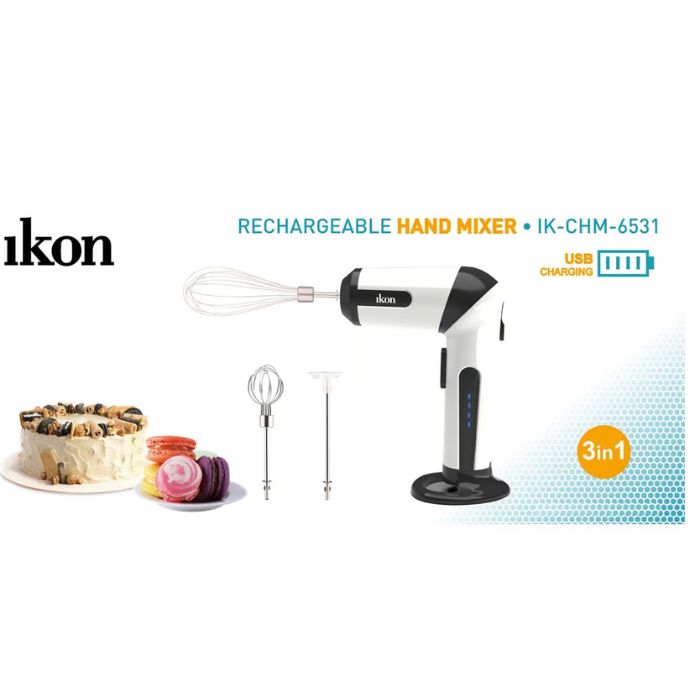 Ikon Cordless Rechargeable 2600mAh LI-ion Battery Hand Mixer, IKCHM6531