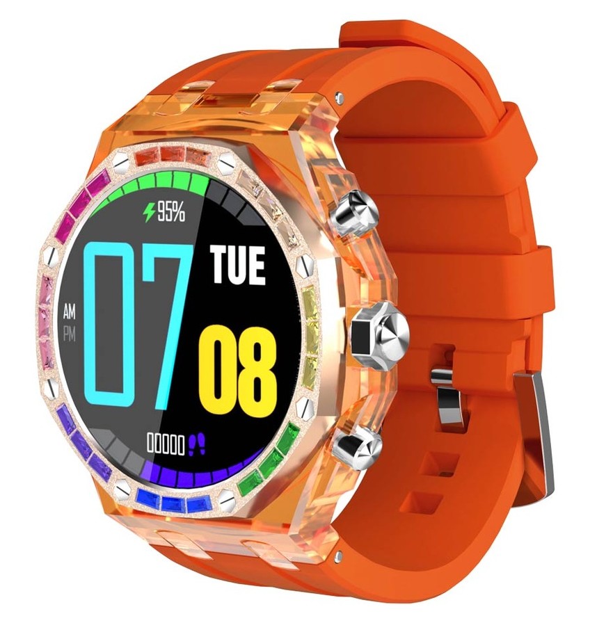 Porodo Transparent Cristallo,  Smartwatch AMOLED Display- Orange