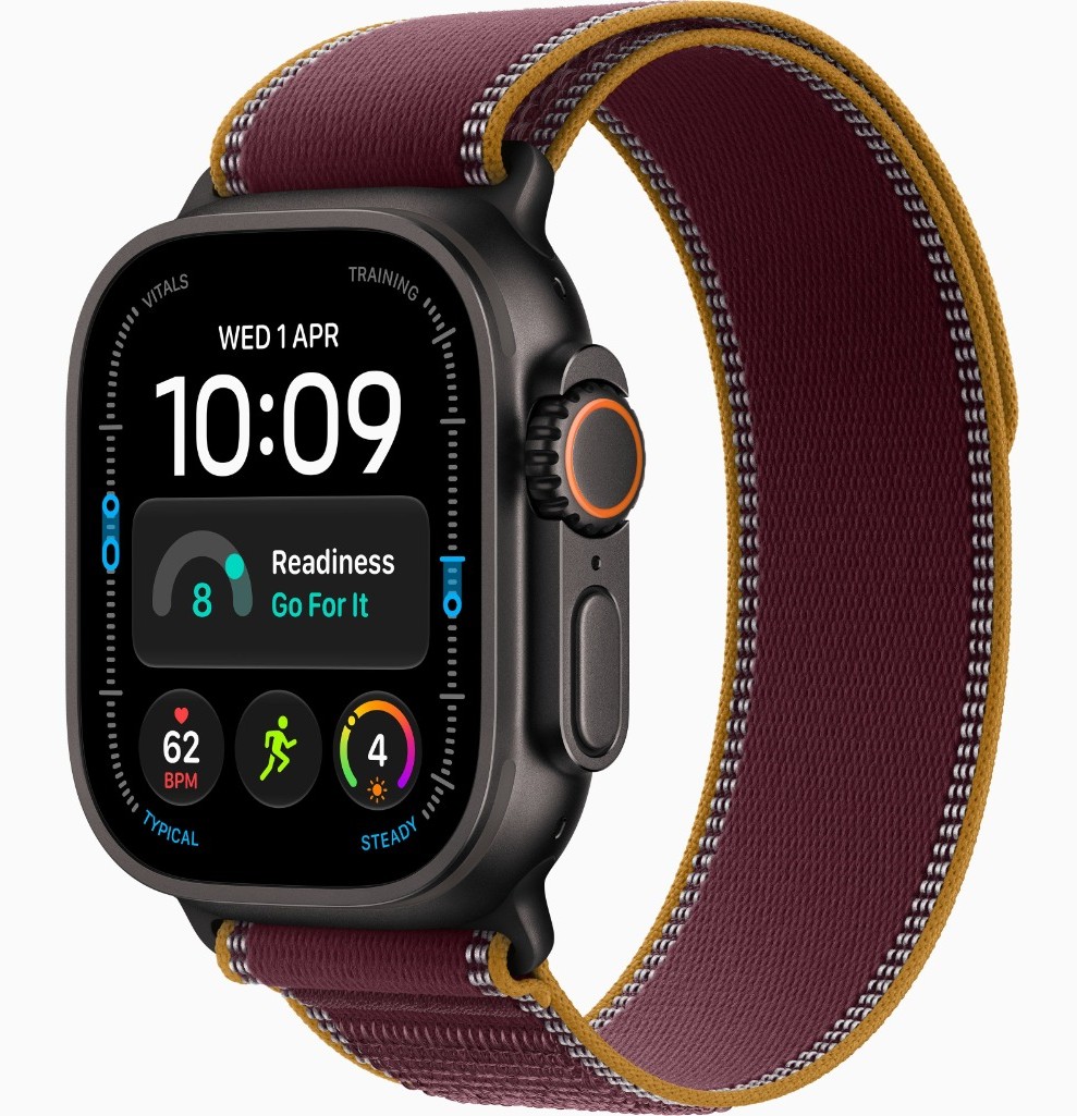Apple Watch Ultra 4, GPS + Cellular, Black Titanium Case with Burgundy Trail Loop - M/L