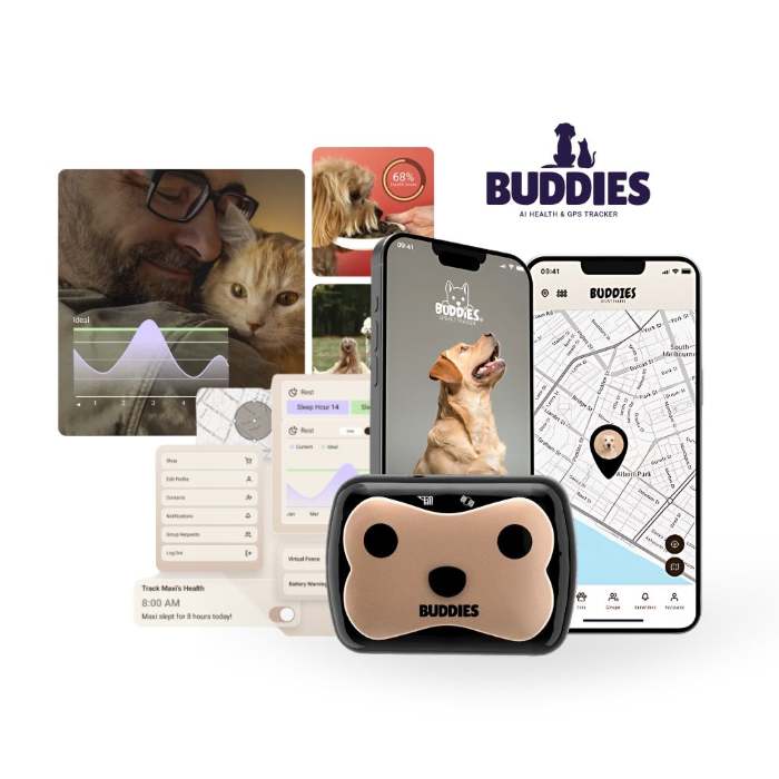 Buddies Pet GPS Tracker with AI Health Monitoring