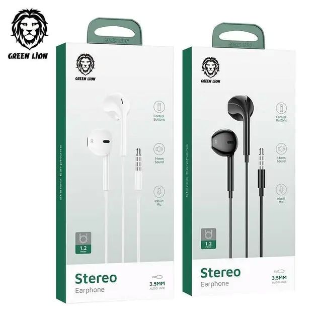 Green Lion Stereo Earphones - Black
