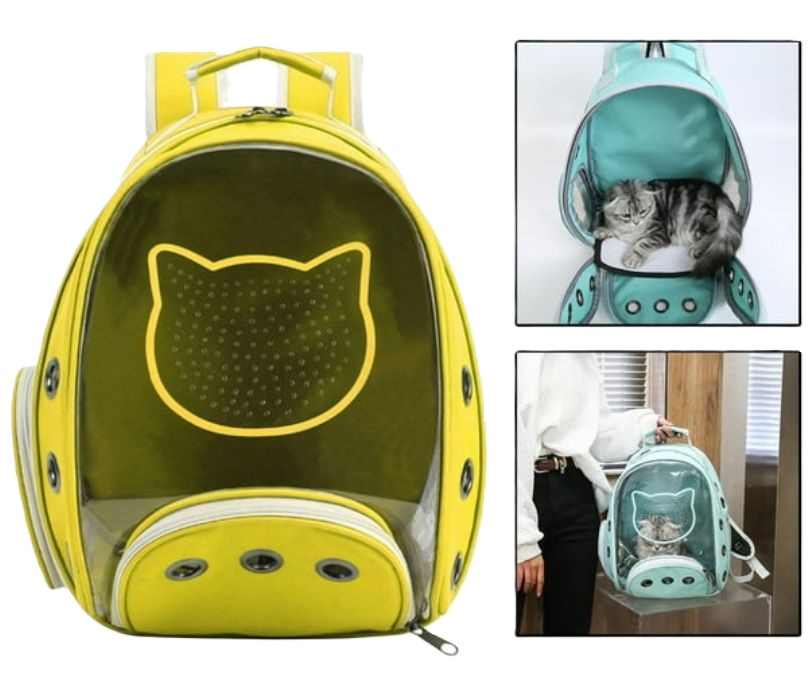 Petstranaut Backpack Bobble Cat Face Yellow