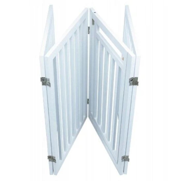 Trixie White Wooden 4Part Barrier With Door For Dogs 81Cm