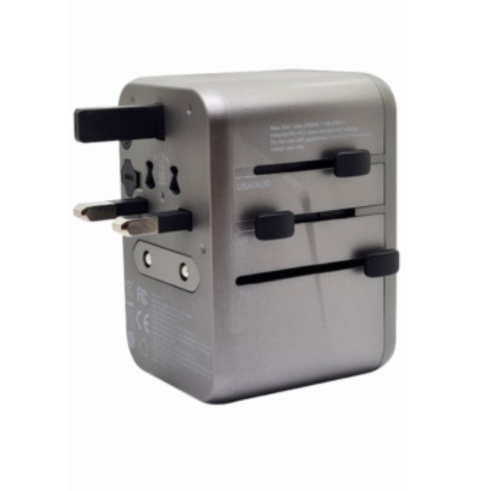 Hezire Hadapt World PD65W Travel Adapter Gunmetal (HEZ-TC-PD65W-INTL)