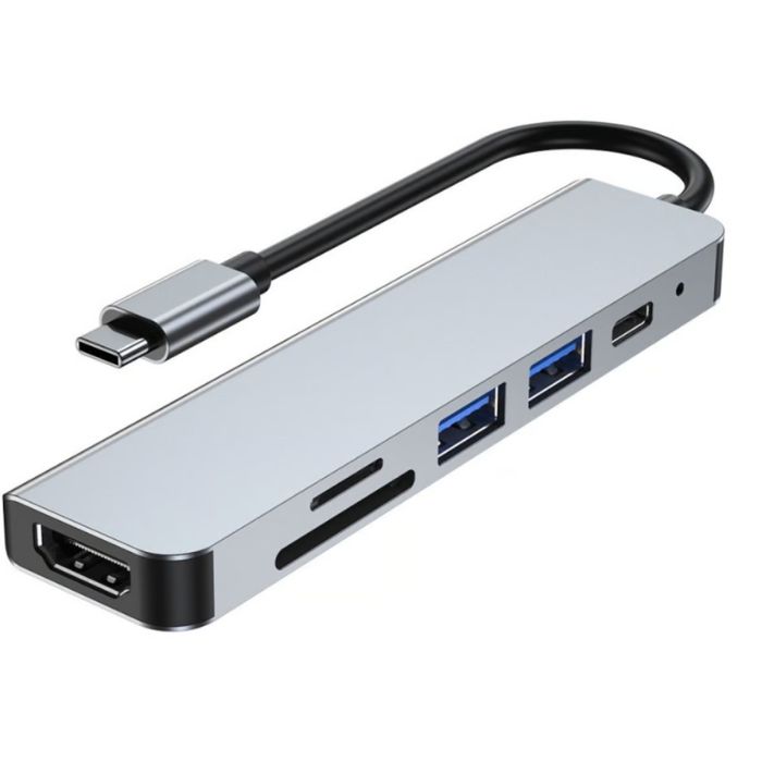 Trands 6 in 1 Multifunctional Type-C Hub Adapter - TR-HB7564