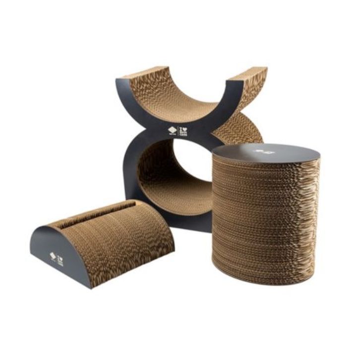 D&D Home I Love Happy Cats Faye Cardboard Scratcher Playground Set