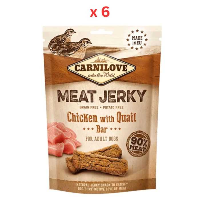 Carnilove Jerky Snack Chicken with Quail Bar 100g Pack Of 6