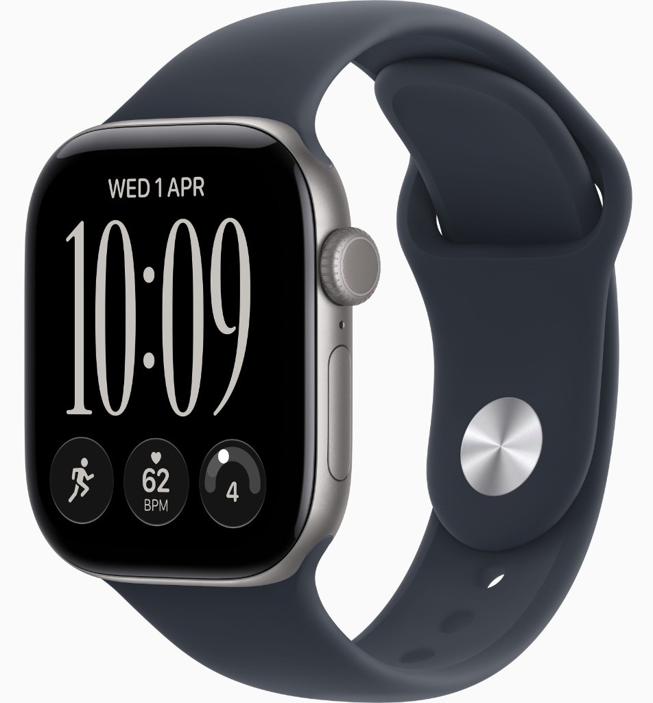 Apple Watch Series 12, GPS + Cellular, 46mm, Space Gray Aluminum Case with Navy Blue Sport Band - M/L