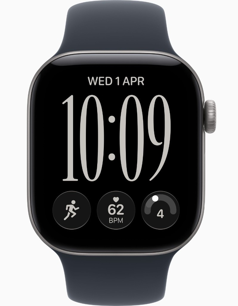Apple Watch Series 12, GPS, 46mm, Space Gray Aluminum Case with Navy Blue Sport Band - S/M