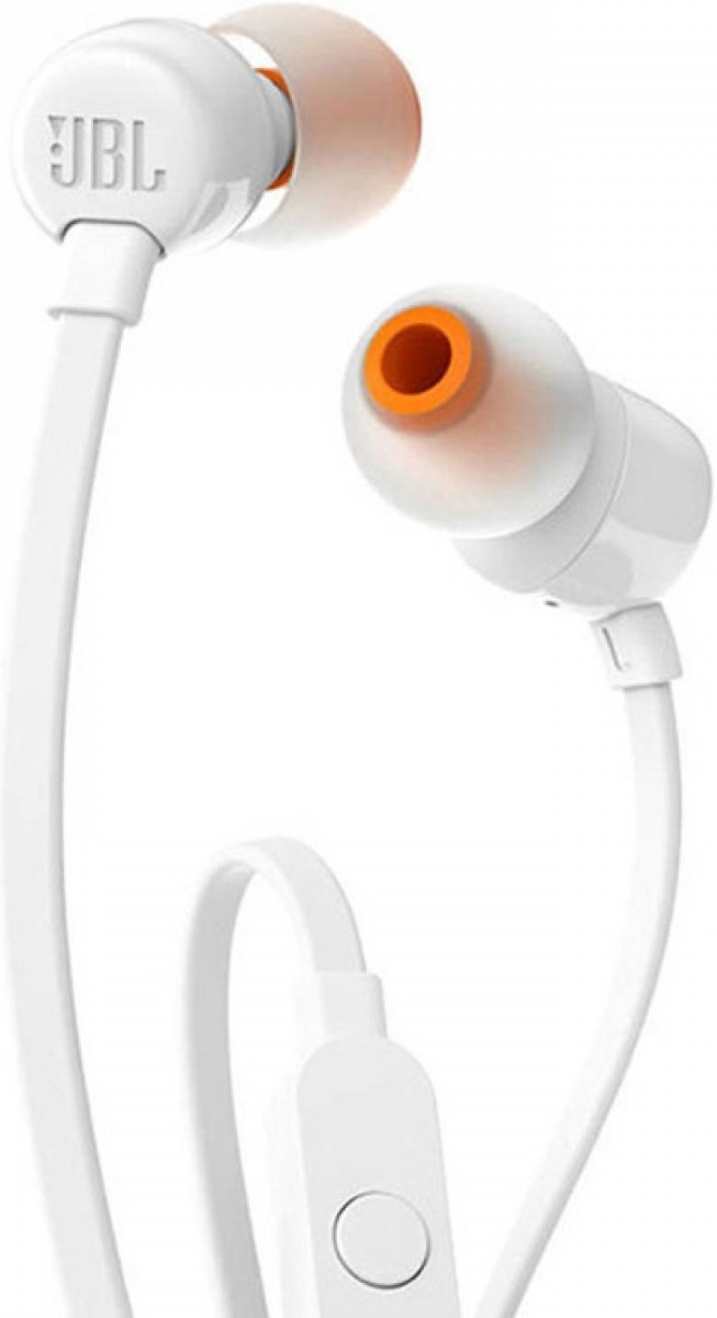 JBL Tune 110, Wired In-Ear Headphones, With JBL Pure Bass Sound,  Built-in Microphone- White