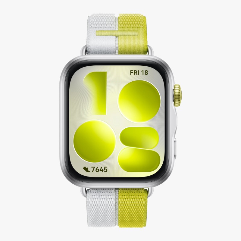 Huawei Watch Fit 5, Green-Grey Nylon Strap- Silver