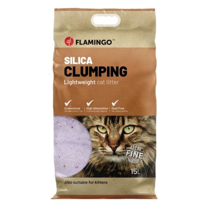 Flamingo Silica Fine Grains Clumping Lightweight Cat Litter 15L
