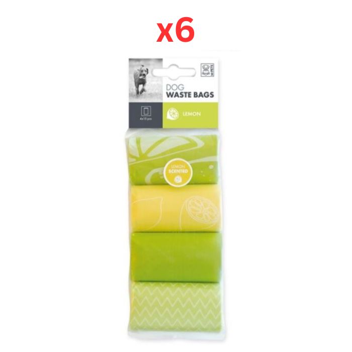 M-Pets Dog Waste Bags Lemon Scented 60 Bags (4X15) (Pack of 6)